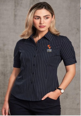 Women's Pin Stripe S/S Shirt - Navy/White:Navy/White